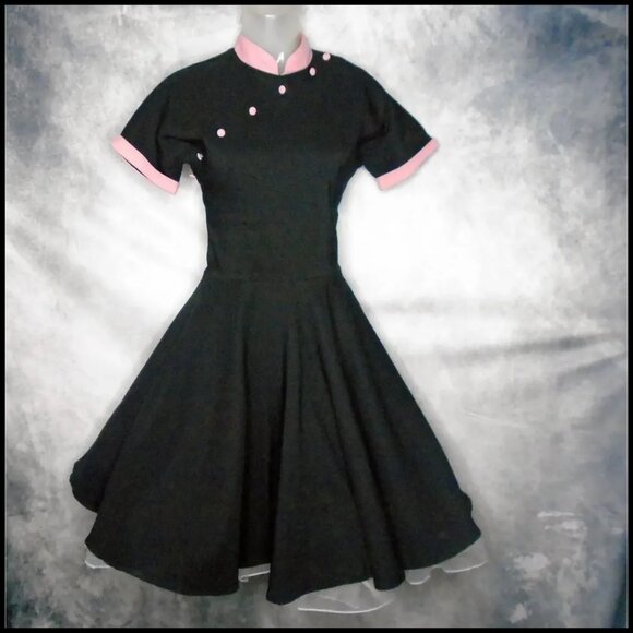 50s Style Dress Fit Flare Volup Full Skirt Rockabilly 90s Vintage - Picture 5 of 14